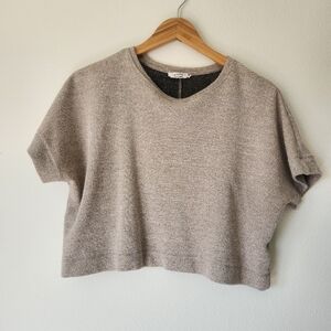 Gray Short Sleeve Knit Top